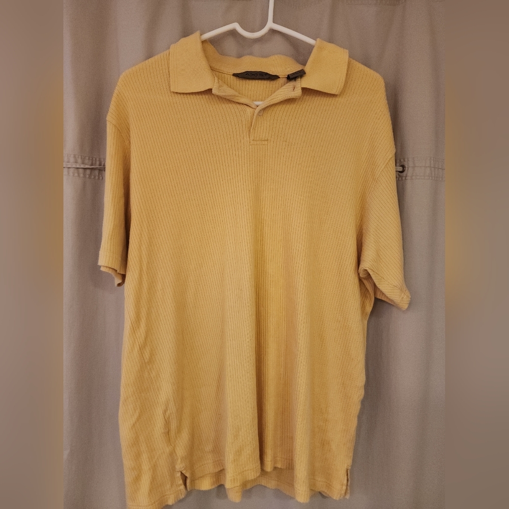 Vintage Men's Axist Yellow Short Sleeve Polo Shirt- large